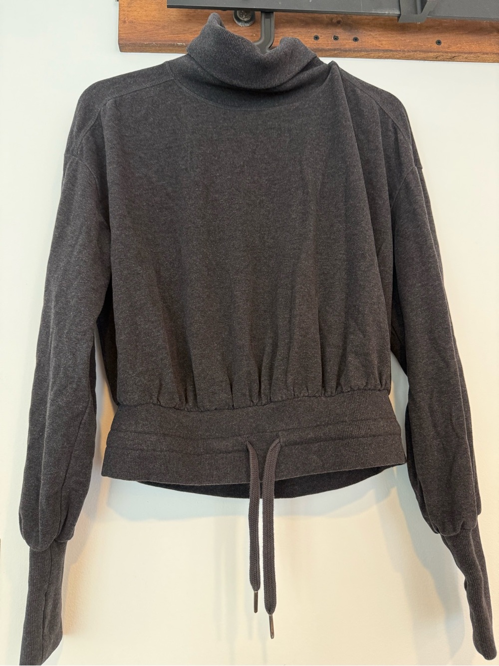 Sweaty Betty Charcoal Drawstring Turtleneck Pullover